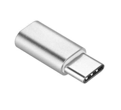 Adaptér Micro Usb - USB TYP C (PA-30) - strieborný