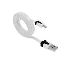 Univerzálny kábel MICRO USB plochý 1m - biely