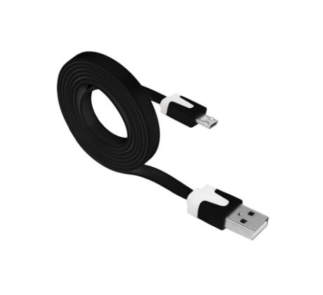 Univerzálny kábel MICRO USB plochý 1m - čierny