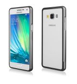 Púzdro Rámik BUMPER LUXURY + ACRYLIC GLASS pre SAMSUNG GALAXY A3 (A300) - čierne