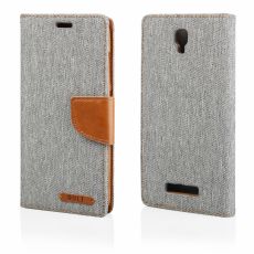 Púzdro knižkové diárové CANVAS BOOK pre ZTE BLADE L5 - šedé