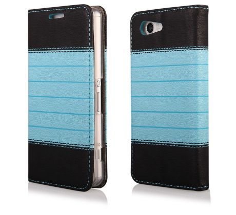 Knižkové púzdro FLIP CASE DOUBLE pre SAMSUNG GALAXY S5 MINI (G800) - čierno modré