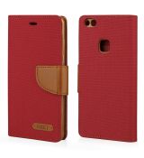 Púzdro knižkové diárové CANVAS BOOK pre HUAWEI P10 LITE - červené