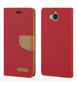 Púzdro knižkové diárové CANVAS BOOK pre HUAWEI Y6 (2017) - červené