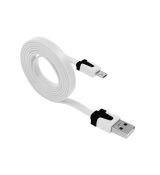 Univerzálny kábel MICRO USB plochý 1m - biely