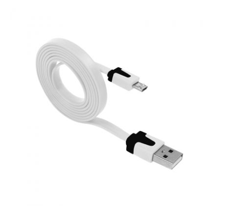 Univerzálny kábel MICRO USB plochý 1m - biely