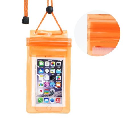 Vodotesné univerzálne púzdro na mobil so zipsom - oranžové