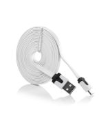 Kábel USB - micro USB univerzálny 3m plochý - biely