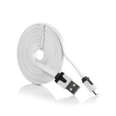 Kábel USB - micro USB univerzálny 3m plochý - biely