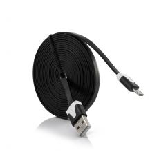 Kábel USB - micro USB univerzálny 3m plochý - čierny