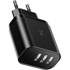 Sieťová nabíjačka BASEUS MIRROR LAKE 3xUSB 3,4A - čierna