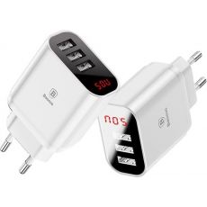 Sieťová nabíjačka BASEUS MIRROR LAKE 3xUSB 3,4A - biela
