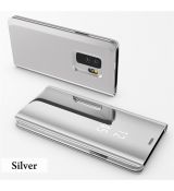 Knižkové púzdro CLEAR VIEW COVER pre SAMSUNG GALAXY J6+ (J610F) 2018- strieborné