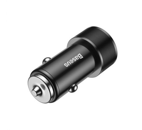 Nabíjačka BASEUS SMALL SCREW do auta 2x USB 3,4A s lightning káblom - čierna