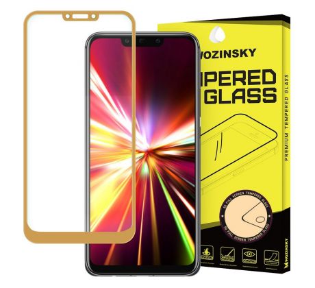 Tvrdené sklo WOZINSKY 5D FULL COVER (full glue) 9H PRO (TG) pre HUAWEI MATE 20 LITE - zlaté