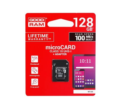 Pamäťová karta GOODRAM MICRO SDHC 128GB class 10 UHS I 100mb/s - s adaptérom