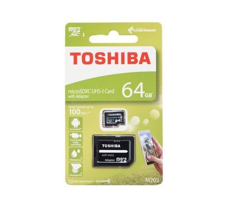 Pamäťová karta TOSHIBA MICRO SDHC  64GB class 10 UHS I 100mb/s - s adaptérom