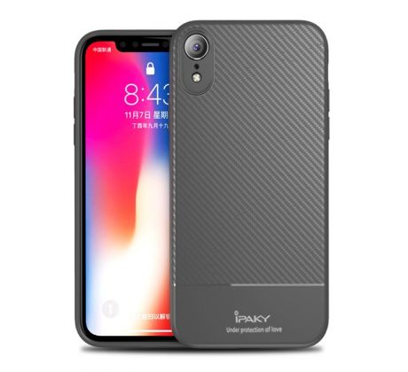 Púzdro (Zadný kryt) IPAKY CARBON FIBER CASE pre APPLE IPHONE XR (6,1") - šedé