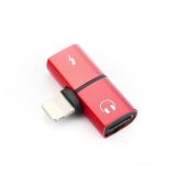 Adaptér LIGHTNING SPLITTER na nabíjanie a HF Audio - červený