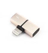 Adaptér LIGHTNING SPLITTER na nabíjanie a HF Audio - zlatý