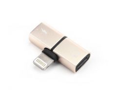 Adaptér LIGHTNING SPLITTER na nabíjanie a HF Audio - zlatý