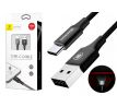 Kábel BASEUS RAPID SERIES USB - micro USB TYP C s LED osvetlením 2m - čierny