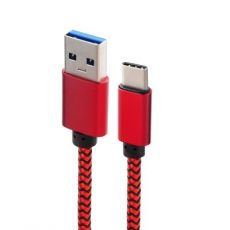 Kábel (NYLON) USB - micro USB TYP C 3.0/3.1 univerzálny - červený