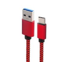 Kábel (NYLON) USB - micro USB TYP C 3.0/3.1 univerzálny - červený