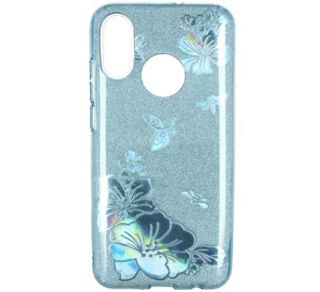 Púzdro SHINING CASE pre XIAOMI REDMI NOTE 7 (NOTE 7 PRO) - modré kvety