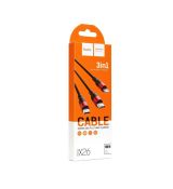 Kábel HOCO X26 3IN1 - čierno červený