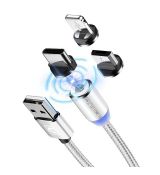Kábel CAFELE CIRCLE MAGNETIC USB CABLE 3IN1 - strieborný