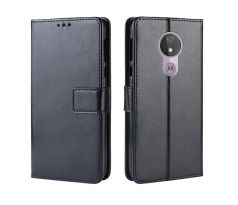 Púzdro knižkové diárové WALLET LEATHER pre MOTOROLA MOTO G7 POWER - čierne