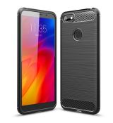 Púzdro CARBON CASE pre MOTOROLA MOTO E6 PLAY - čierne