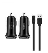 Autonabíjačka HOCO 2xUSB 2.1A +kabel USB 8-PIN Lightning kábel - čierna