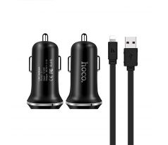 Autonabíjačka HOCO 2xUSB 2.1A +kabel USB 8-PIN Lightning kábel - čierna