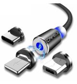 Kábel CAFELE CIRCLE MAGNETIC USB CABLE 3IN1 - čierny