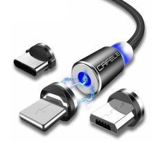 Kábel CAFELE CIRCLE MAGNETIC USB CABLE 3IN1 - čierny