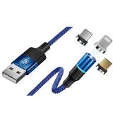 Kábel CAFELE CIRCLE MAGNETIC USB CABLE 3IN1 - modrý