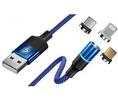 Kábel CAFELE CIRCLE MAGNETIC USB CABLE 3IN1 - modrý