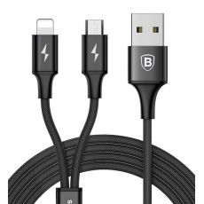 Kábel BASEUS RAPID SERIES 2in1 MICRO USB + LIGHTNING 3A 1,2m - čierny