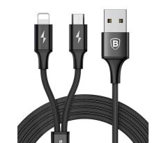 Kábel BASEUS RAPID SERIES 2in1 MICRO USB + LIGHTNING 3A 1,2m - čierny