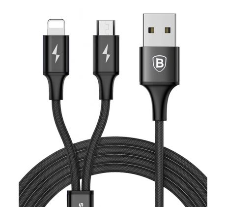 Kábel BASEUS RAPID SERIES 2in1 MICRO USB + LIGHTNING 3A 1,2m - čierny