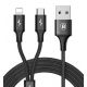 Kábel BASEUS RAPID SERIES 2in1 MICRO USB + LIGHTNING 3A 1,2m - čierny