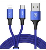 Kábel BASEUS RAPID SERIES 2in1 MICRO USB + LIGHTNING 3A 1,2m - modrý