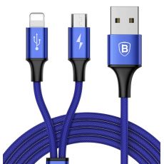 Kábel BASEUS RAPID SERIES 2in1 MICRO USB + LIGHTNING 3A 1,2m - modrý