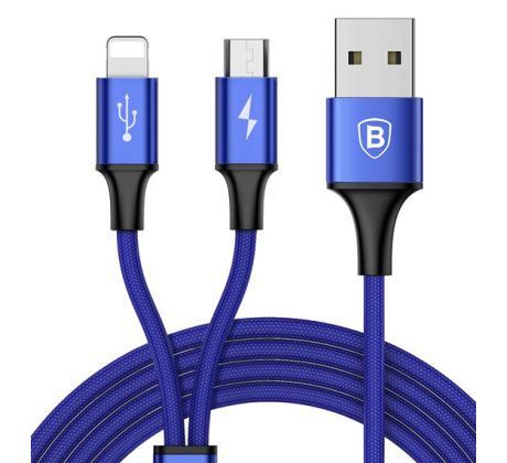 Kábel BASEUS RAPID SERIES 2in1 MICRO USB + LIGHTNING 3A 1,2m - modrý