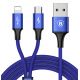 Kábel BASEUS RAPID SERIES 2in1 MICRO USB + LIGHTNING 3A 1,2m - modrý