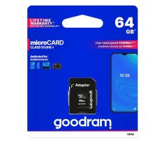 Pamäťová karta GOODRAM MICRO SDXC 64GB class 10 UHS I 100mb/s - s adaptérom
