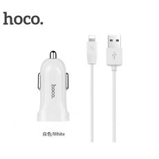 Autonabíjačka HOCO 2xUSB 2.4A +kabel USB 8-PIN Lightning kábel - biela