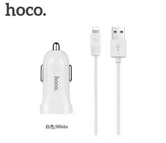 Autonabíjačka HOCO 2xUSB 2.4A +kabel USB 8-PIN Lightning kábel - biela